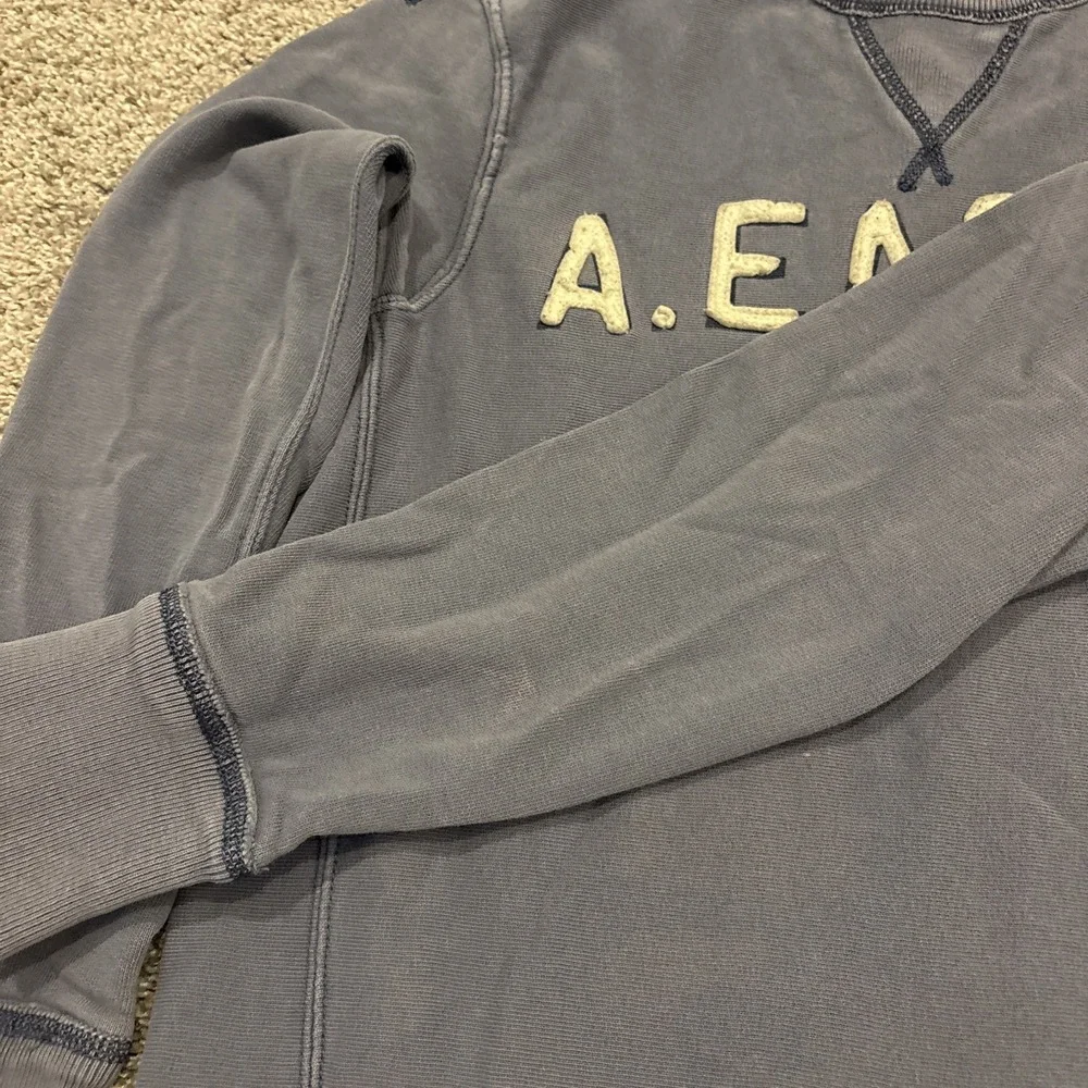 American Eagle Sweatshirt Mens Blue Vintage Fit Crewneck Eagle Fleece 1977 Small